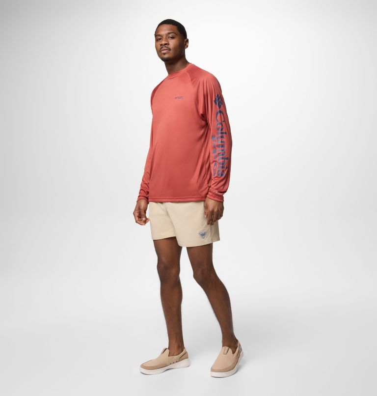 Men's PFG Terminal Tackle Long Sleeve Shirt, Color: Dusty Crimson, Nocturnal Logo, image 2