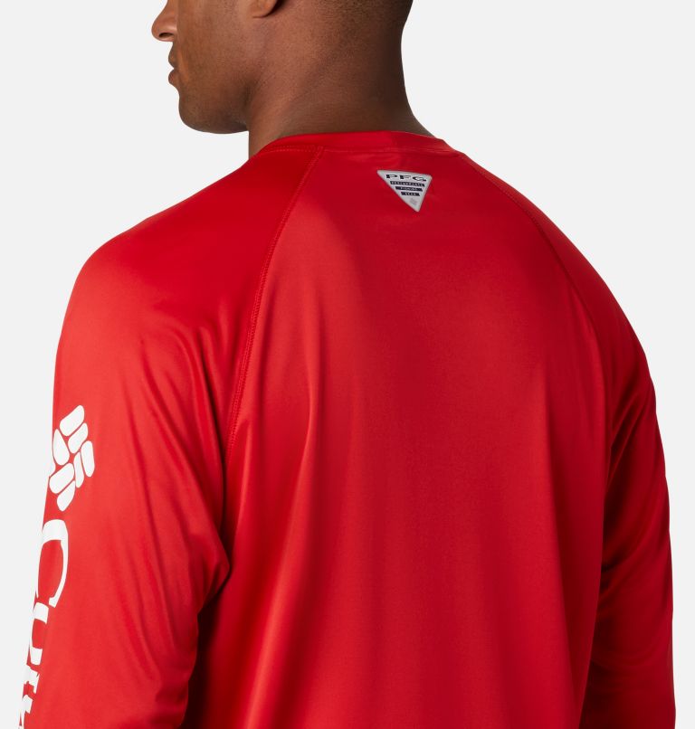 Men’s PFG Terminal Tackle Long Sleeve Shirt, Color: Red Spark, White Logo, image 5