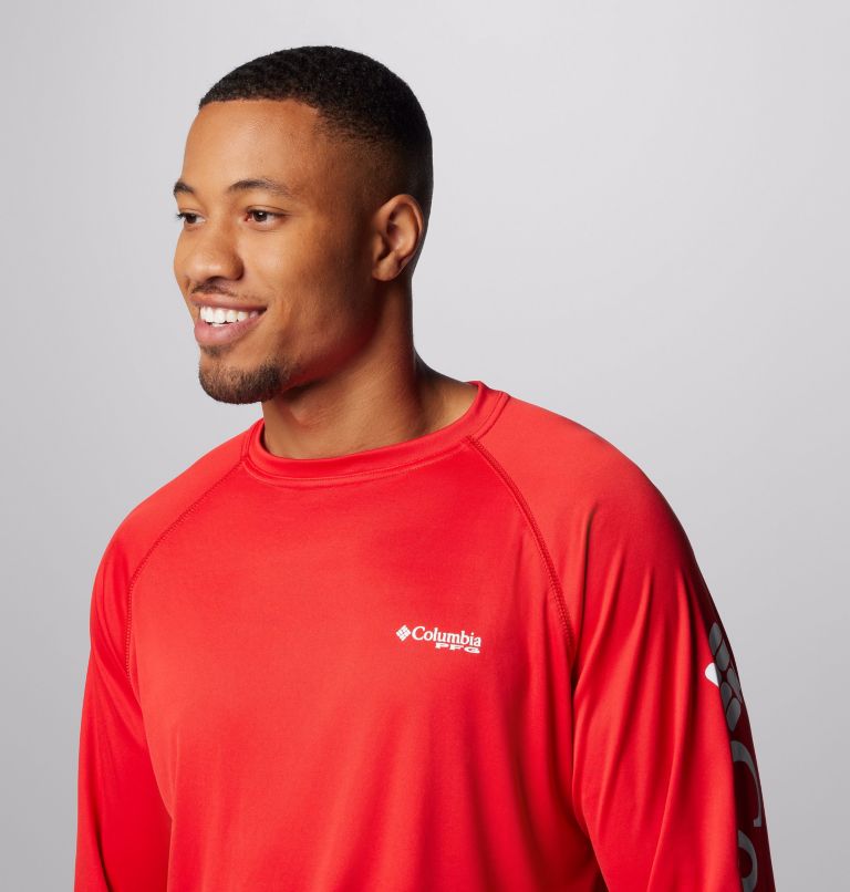 Men's PFG Terminal Tackle Long Sleeve Shirt, Color: Red Spark, White Logo, image 5