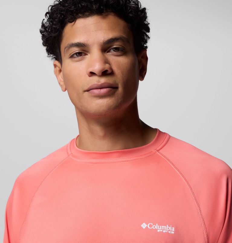 Men's PFG Terminal Tackle Long Sleeve Shirt, Color: Melonade, White Logo, image 5