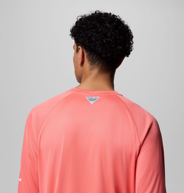 Men's PFG Terminal Tackle Long Sleeve Shirt, Color: Melonade, White Logo, image 6