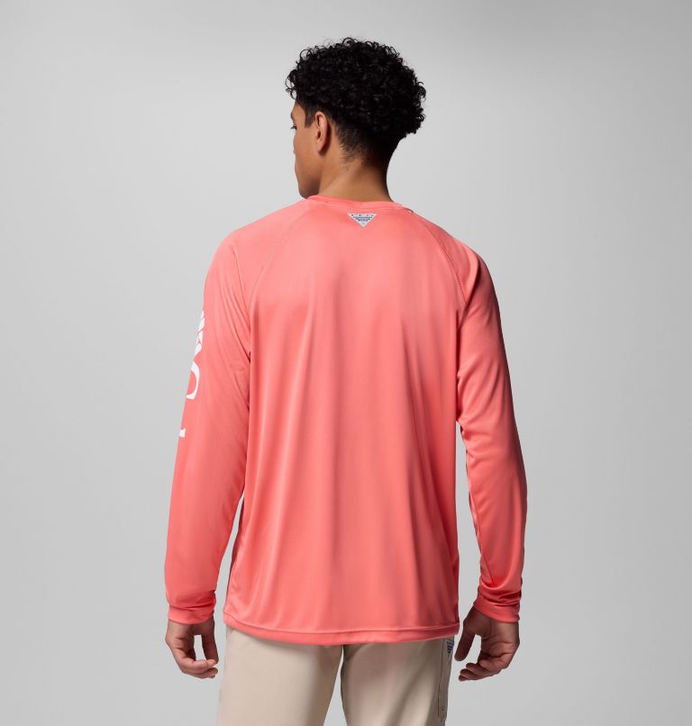 Men's PFG Terminal Tackle Long Sleeve Shirt, Color: Melonade, White Logo, image 3