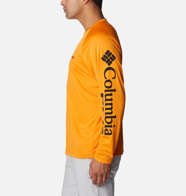 Thumbnail: Men’s PFG Terminal Tackle Long Sleeve Shirt, Color: Orange Blast, Black Logo, image 3