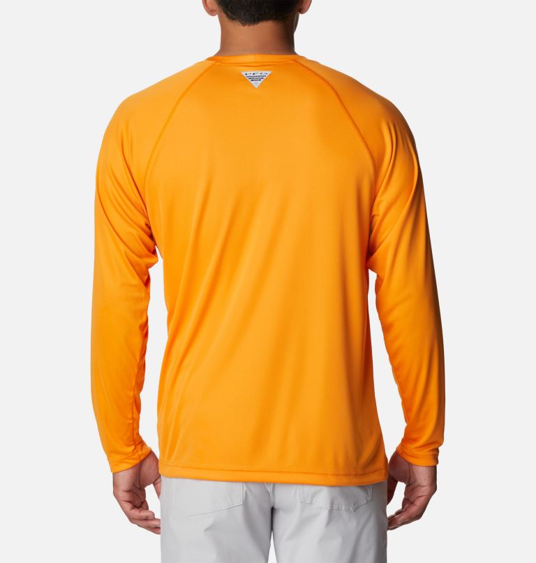 Thumbnail: Men’s PFG Terminal Tackle Long Sleeve Shirt, Color: Orange Blast, Black Logo, image 2