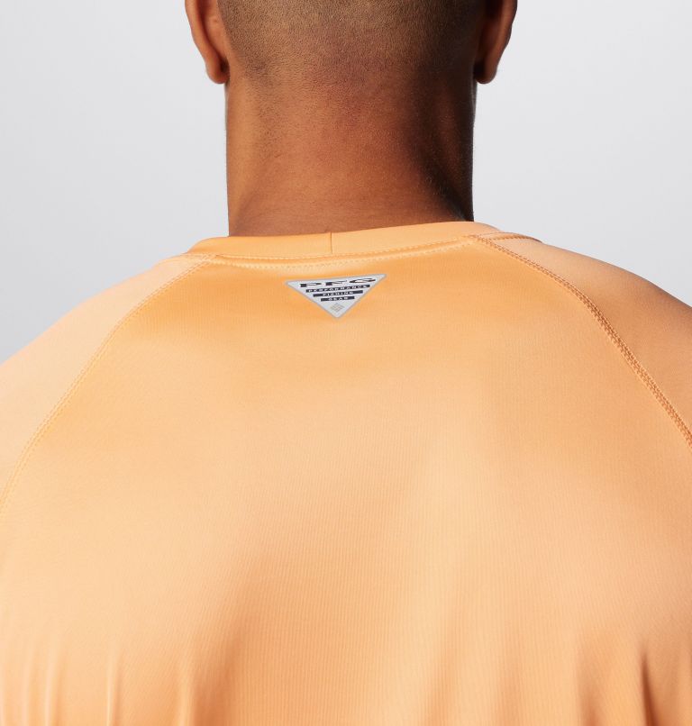 Men's PFG Terminal Tackle Long Sleeve Shirt, Color: Bright Nectar, Vivid Blue Logo, image 6