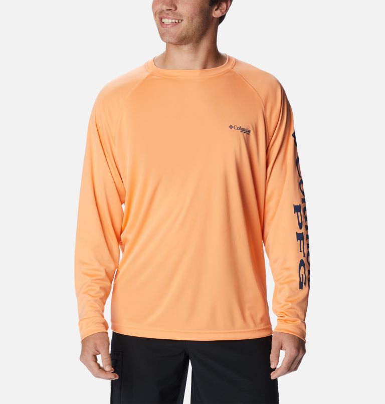 Thumbnail: Men’s PFG Terminal Tackle Long Sleeve Shirt, Color: Bright Nectar, Carbon Logo, image 1