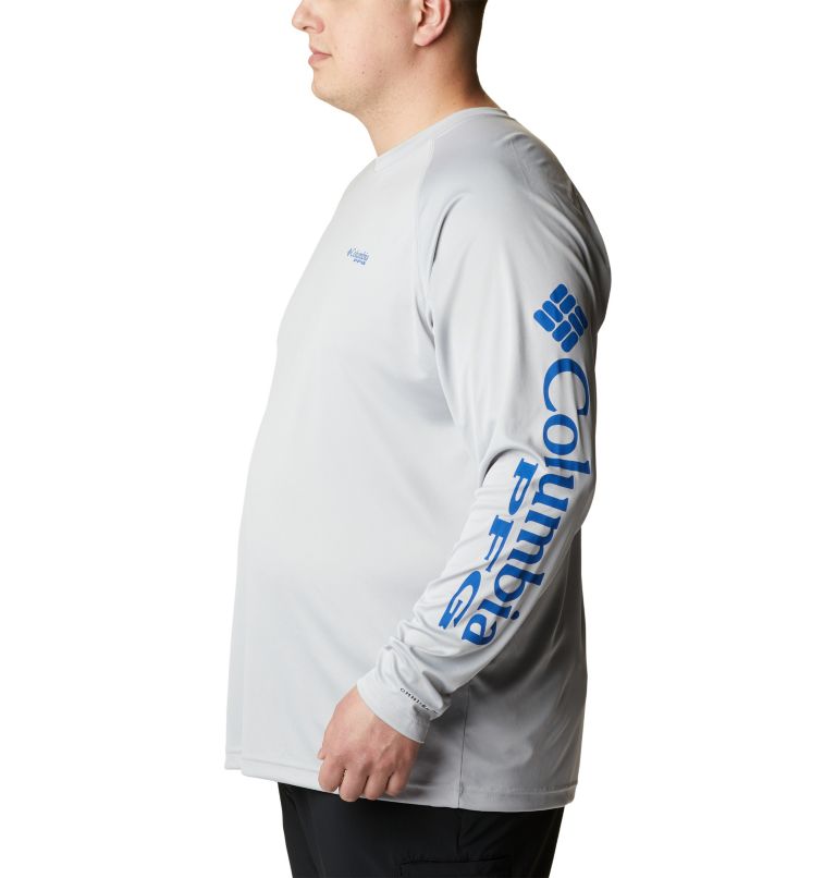 Men's PFG Terminal Tackle Long Sleeve Shirt - Big, Color: Cool Grey, Vivid Blue Logo, image 3