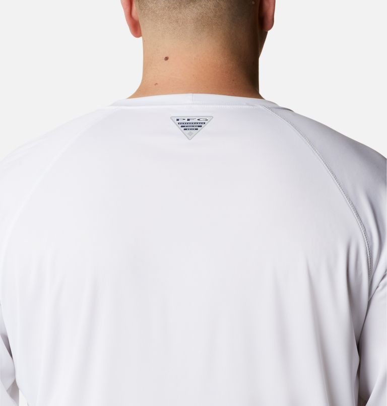 Columbia Men's PFG Terminal Tackle Long Sleeve Shirt, Large, White/Nightshade Logo