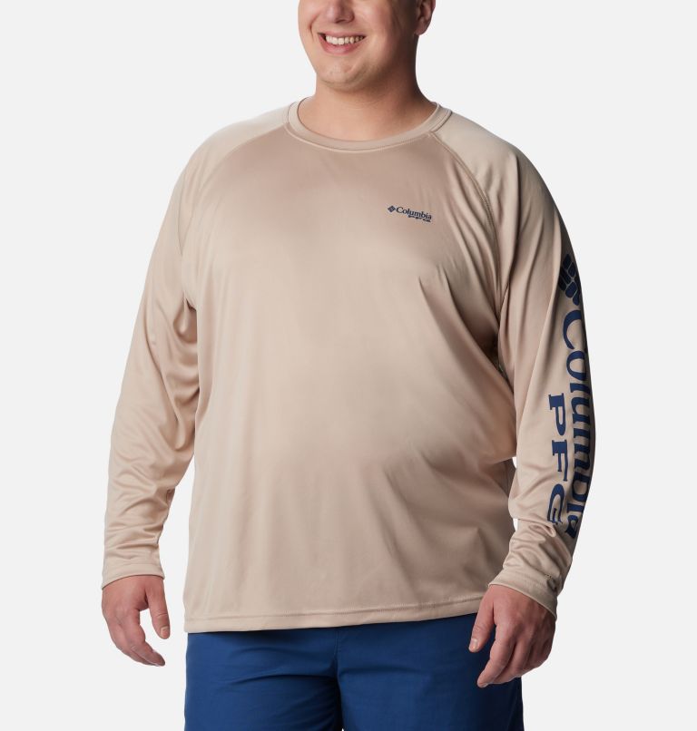 Men’s PFG Terminal Tackle Long Sleeve Shirt - Big, Color: Ancient Fossil, Carbon Logo, image 1