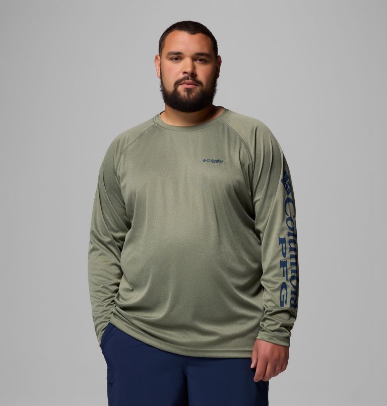 Men's PFG Terminal Tackle Long Sleeve Shirt - Big, Color: Cypress Heather, Carbon Logo, image 1