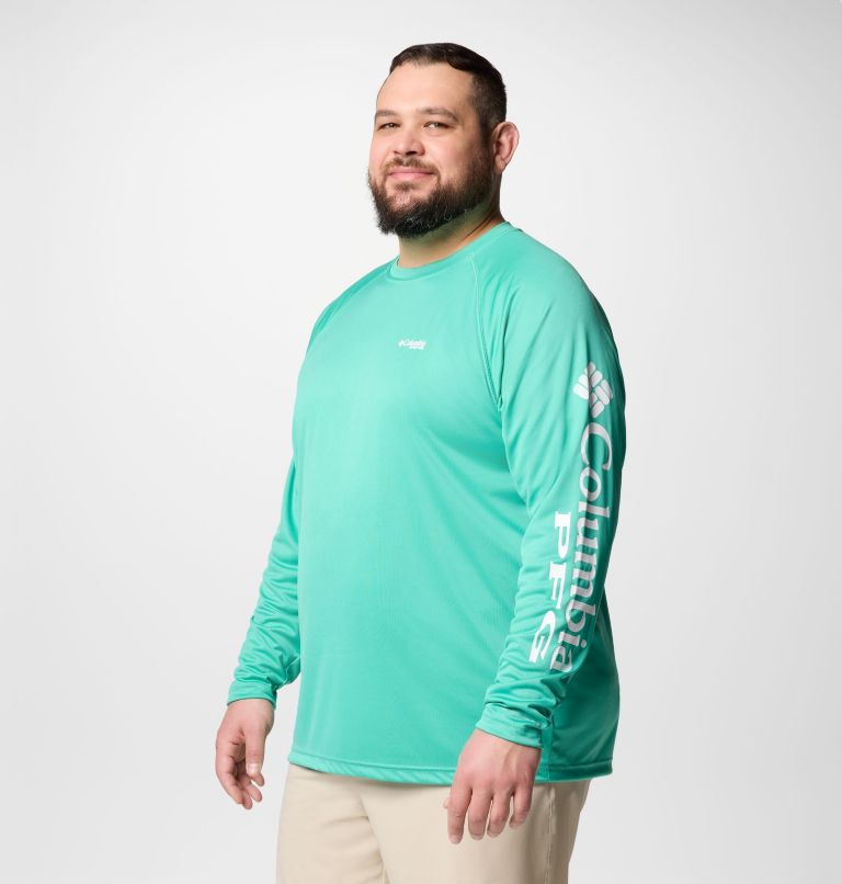 Men's PFG Terminal Tackle Long Sleeve Shirt - Big, Color: Glaze Green, White Logo, image 4