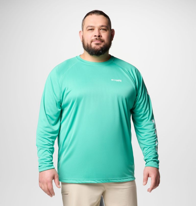 Men's PFG Terminal Tackle Long Sleeve Shirt - Big, Color: Glaze Green, White Logo, image 1