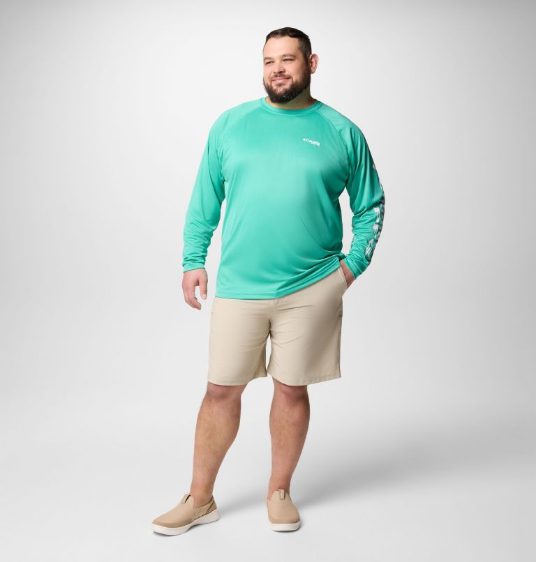 Men's PFG Terminal Tackle Long Sleeve Shirt - Big, Color: Glaze Green, White Logo, image 2