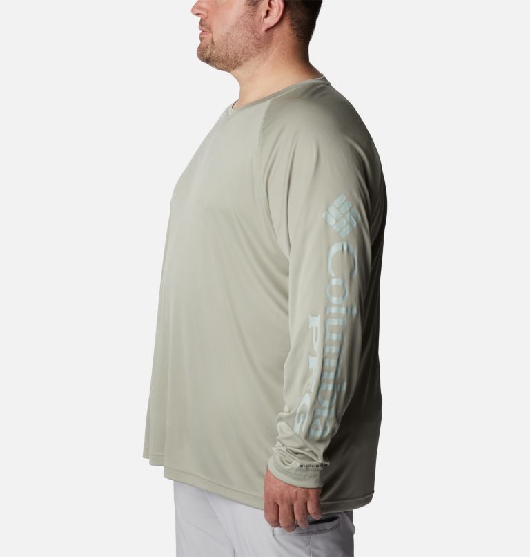 Men’s PFG Terminal Tackle Long Sleeve Shirt - Big, Color: Safari, Cool Green Logo