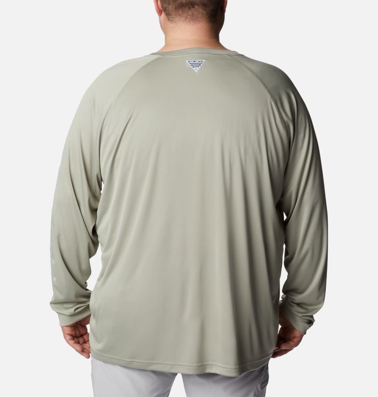 Men’s PFG Terminal Tackle Long Sleeve Shirt - Big, Color: Safari, Cool Green Logo