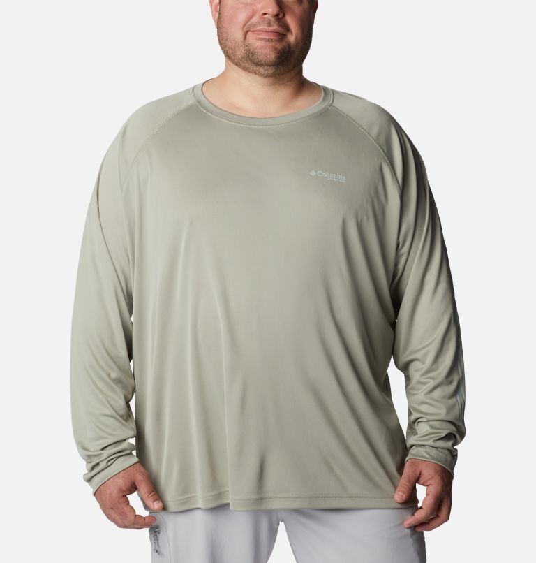Thumbnail: T-shirt à manches longues PFG Terminal Tackle pour homme - Grandes tailles, Color: Safari, Cool Green Logo, image 1