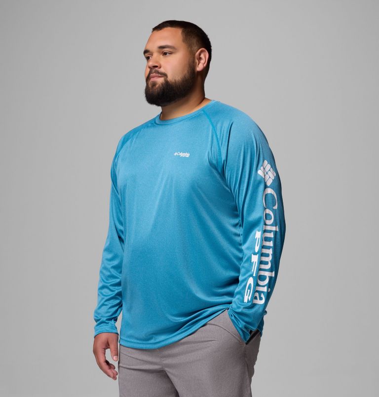 Men's PFG Terminal Tackle Long Sleeve Shirt - Big, Color: Blue Echo Heather, White Logo, image 4