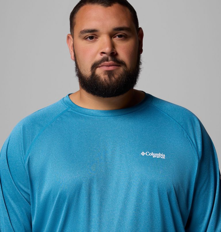 Men's PFG Terminal Tackle Long Sleeve Shirt - Big, Color: Blue Echo Heather, White Logo, image 5