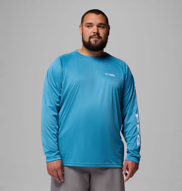 Men's PFG Terminal Tackle Long Sleeve Shirt - Big, Color: Blue Echo Heather, White Logo, image 1