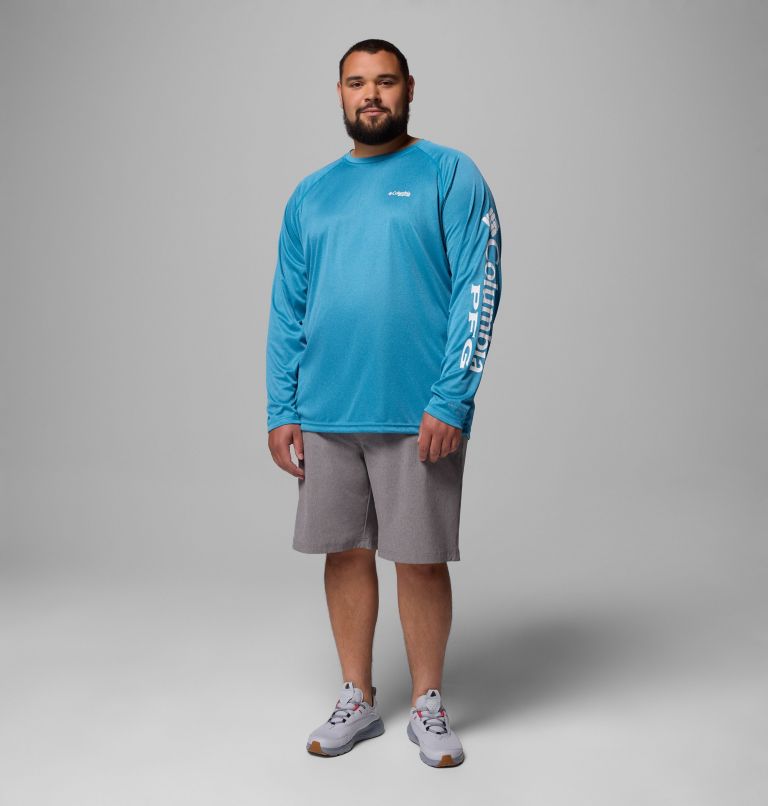 Men's PFG Terminal Tackle Long Sleeve Shirt - Big, Color: Blue Echo Heather, White Logo, image 2