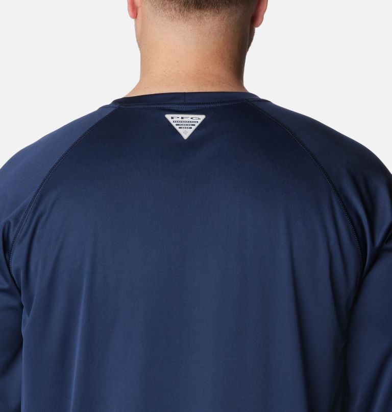 Men's PFG Terminal Tackle Long Sleeve Shirt - Big, Color: Collegiate Navy, Sunset Red Logo, image 5