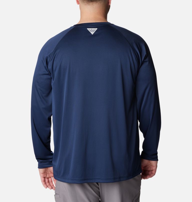 Men's PFG Terminal Tackle Long Sleeve Shirt - Big, Color: Collegiate Navy, Sunset Red Logo, image 2