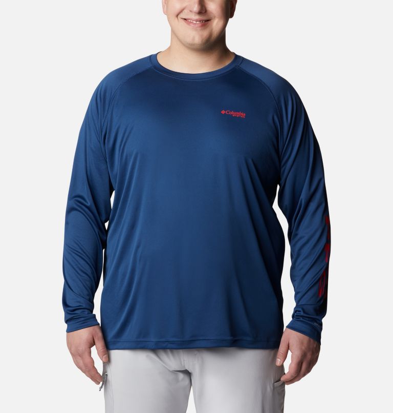 Men’s PFG Terminal Tackle Long Sleeve Shirt - Big, Color: Carbon, Red Spark Logo, image 1