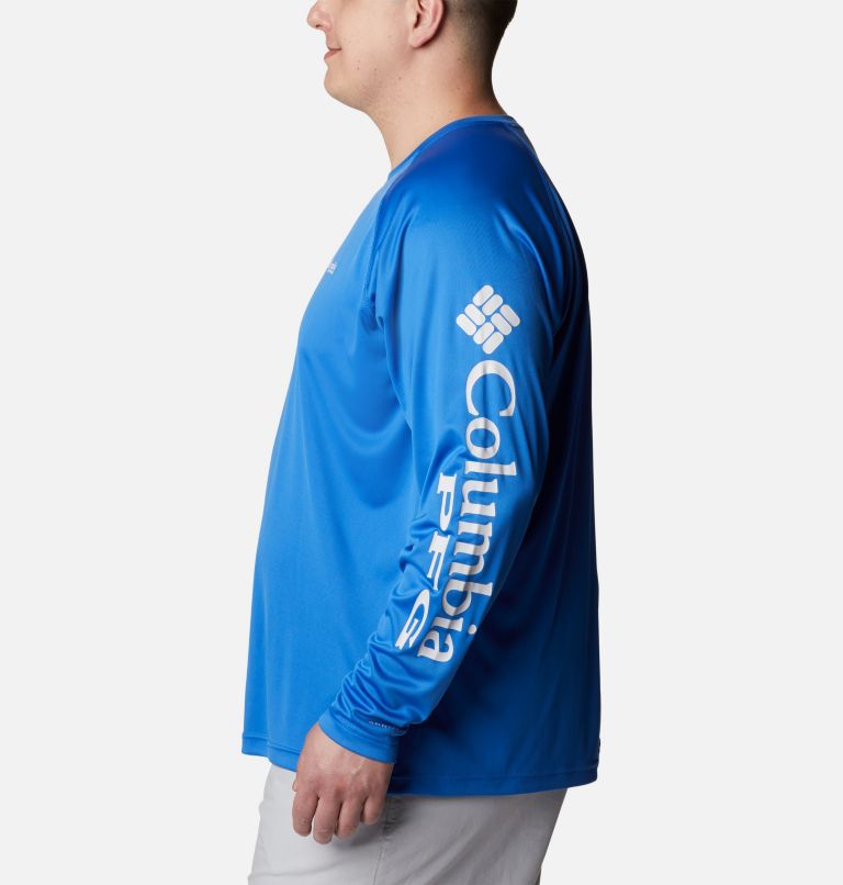 Thumbnail: Men’s PFG Terminal Tackle Long Sleeve Shirt - Big, Color: Vivid Blue, Cool Grey Logo, image 3
