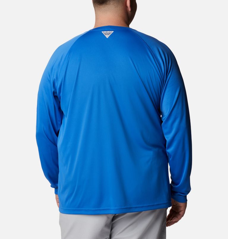 Thumbnail: Men’s PFG Terminal Tackle Long Sleeve Shirt - Big, Color: Vivid Blue, Cool Grey Logo, image 2