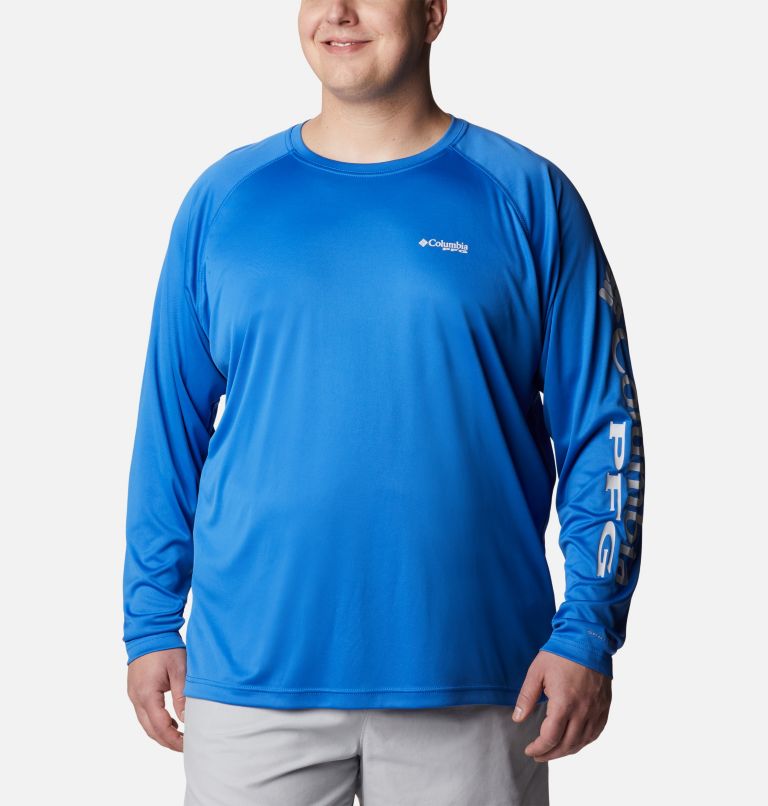 Thumbnail: Men’s PFG Terminal Tackle Long Sleeve Shirt - Big, Color: Vivid Blue, Cool Grey Logo, image 1