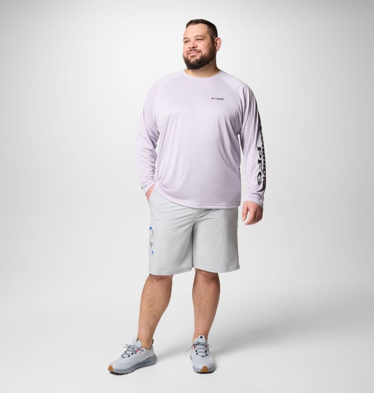 Men's PFG Terminal Tackle Long Sleeve Shirt - Big, Color: Lavender Pearl, Black Logo, image 2