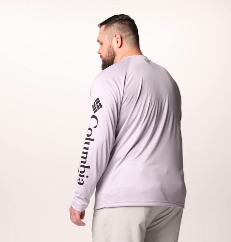 Men's PFG Terminal Tackle Long Sleeve Shirt - Big, Color: Lavender Pearl, Black Logo