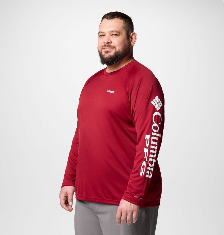 Men's PFG Terminal Tackle Long Sleeve Shirt - Big, Color: Beet, White Logo, image 3