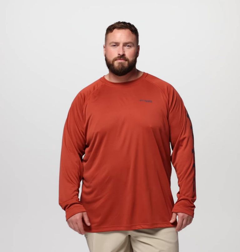 Men's PFG Terminal Tackle Long Sleeve Shirt - Big, Color: Dusty Crimson, Nocturnal Logo