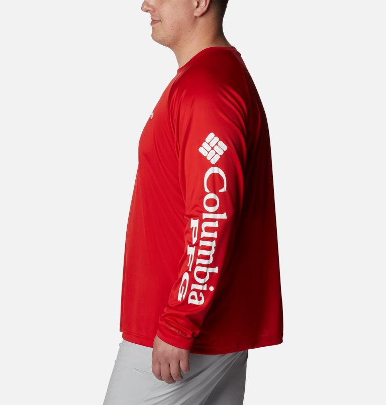 Thumbnail: Men’s PFG Terminal Tackle Long Sleeve Shirt - Big, Color: Red Spark, White Logo, image 3