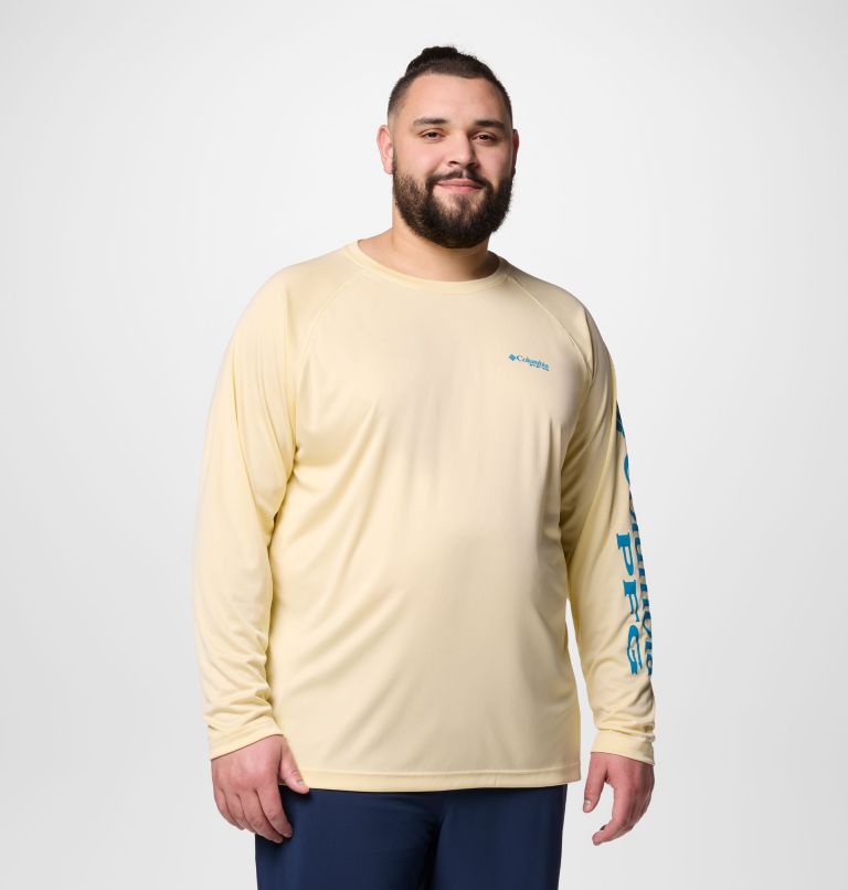 Men's PFG Terminal Tackle Long Sleeve Shirt - Big, Color: Lemon Wash, Blue Echo Logo, image 1
