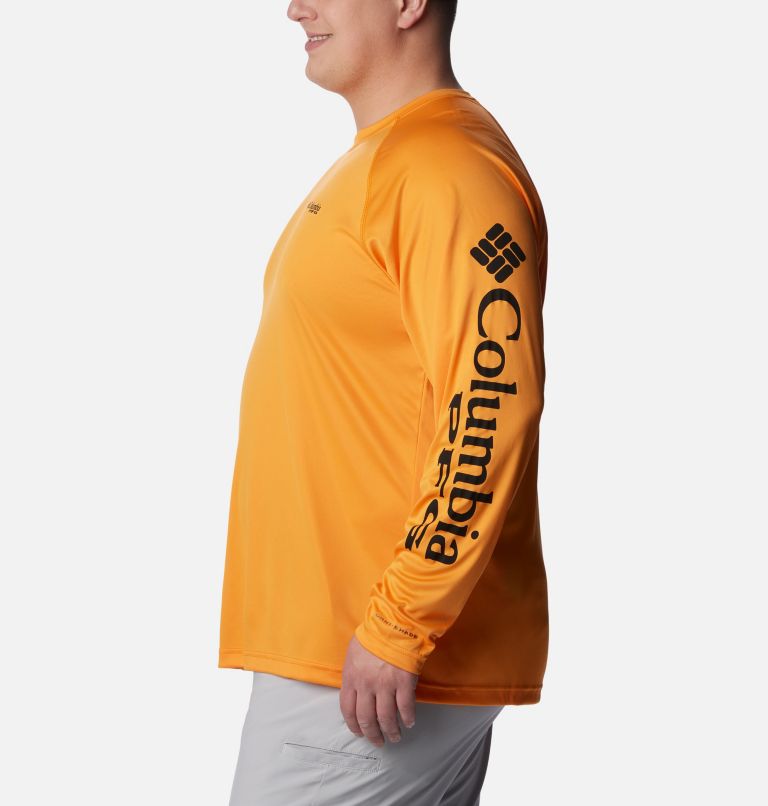 Men’s PFG Terminal Tackle Long Sleeve Shirt - Big, Color: Orange Blast, Black Logo, image 3