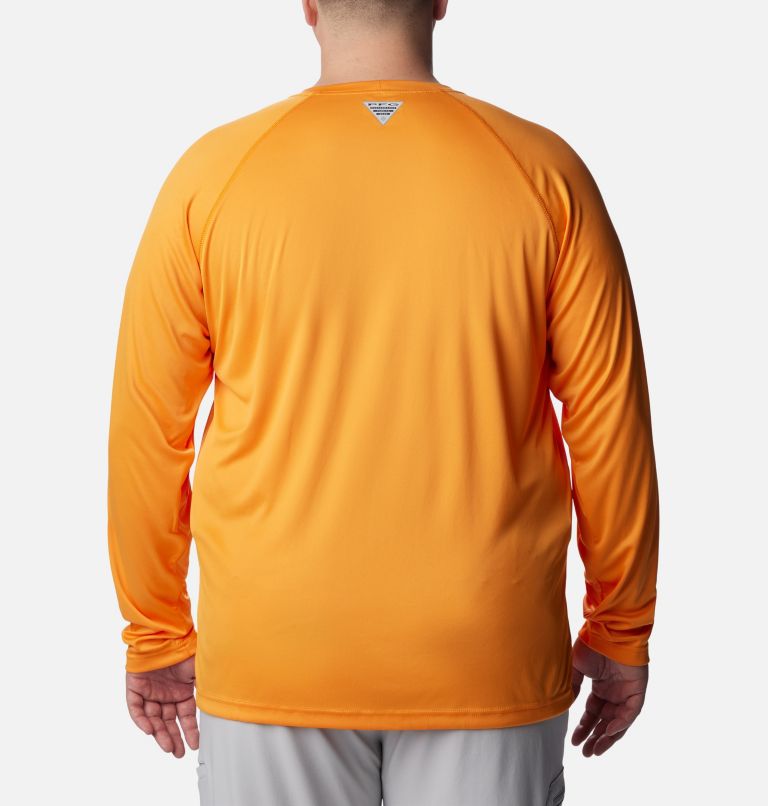 Thumbnail: Men’s PFG Terminal Tackle Long Sleeve Shirt - Big, Color: Orange Blast, Black Logo, image 2