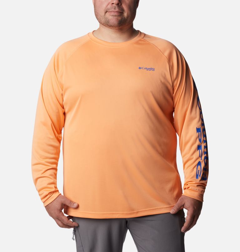 Men's PFG Terminal Tackle Long Sleeve Shirt - Big, Color: Bright Nectar, Vivid Blue Logo, image 1