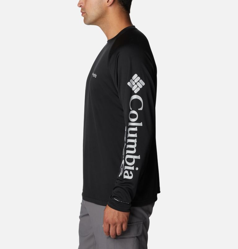 Thumbnail: Men's PFG Terminal Tackle Long Sleeve Shirt - Tall, Color: Black, Cool Grey Logo, image 3