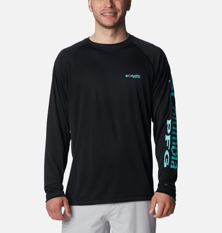 Men's PFG Terminal Tackle Long Sleeve Shirt - Tall, Color: Black, Gulf Stream Logo, image 1
