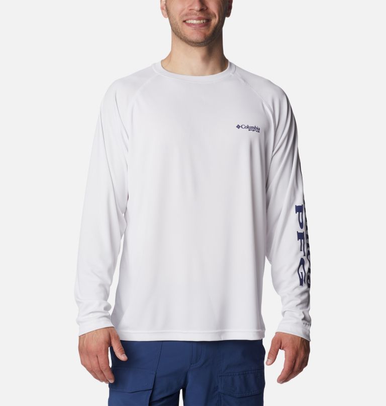 Men's PFG Terminal Tackle Long Sleeve Shirt - Tall, Color: White, Nightshade Logo, image 1