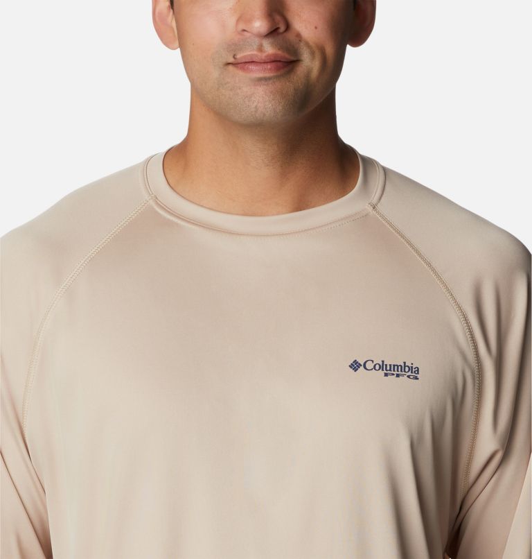 Thumbnail: Men's PFG Terminal Tackle Long Sleeve Shirt - Tall, Color: Ancient Fossil, Carbon Logo, image 4