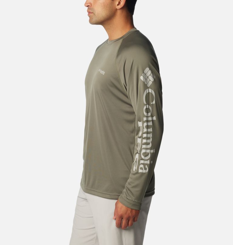 Men's PFG Terminal Tackle Long Sleeve Shirt - Tall, Color: Cypress, Cool Grey Logo, image 3