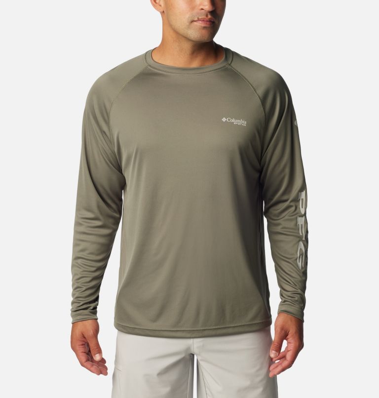 Men's PFG Terminal Tackle Long Sleeve Shirt - Tall, Color: Cypress, Cool Grey Logo, image 1