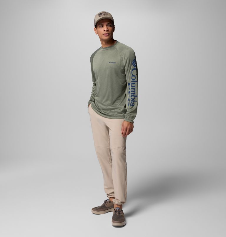 Men's PFG Terminal Tackle Long Sleeve Shirt - Tall, Color: Cypress Heather, Carbon Logo, image 2