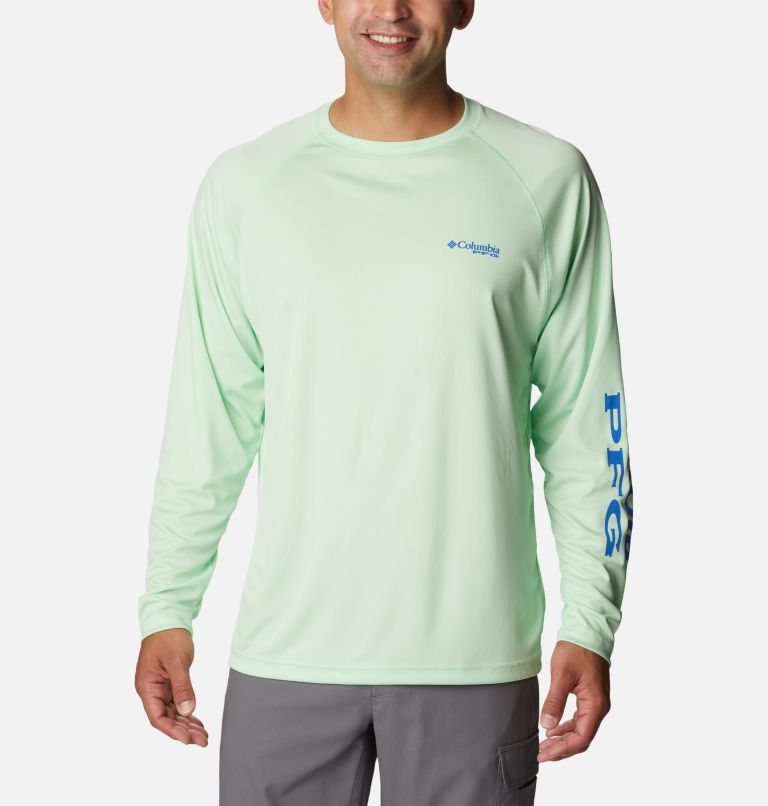 Men's PFG Terminal Tackle Long Sleeve Shirt - Tall, Color: Key West, Vivid Blue Logo, image 1