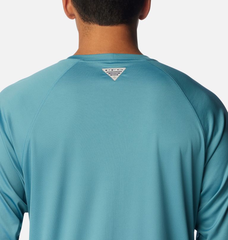 Columbia Men's Terminal Tackle Long Sleeve Fishing Shirt, Vivid Blue/Bright  Nectar Logo, X-Large Tall