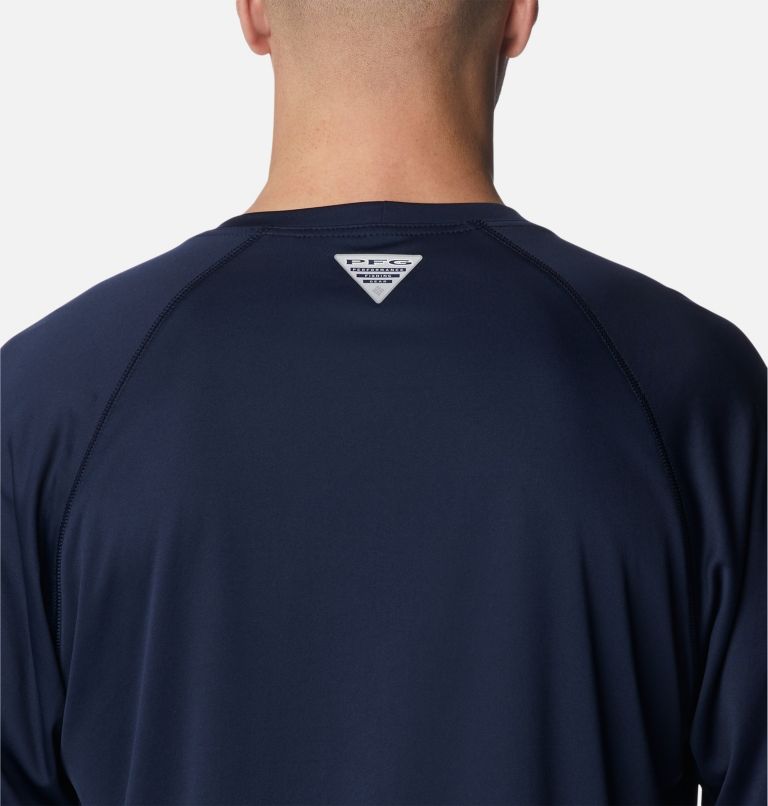 Men's PFG Terminal Tackle Long Sleeve Shirt - Tall, Color: Collegiate Navy, Sunset Red Logo, image 5