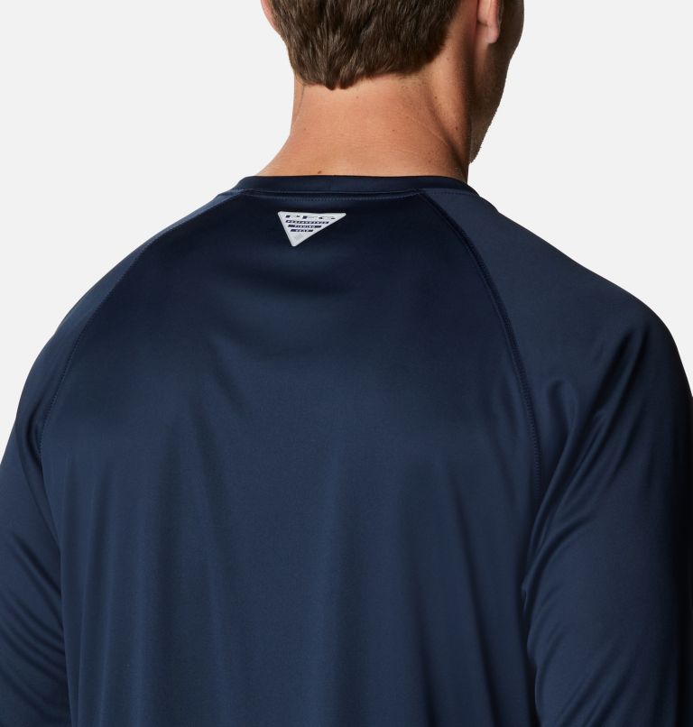 Thumbnail: Men's PFG Terminal Tackle Long Sleeve Shirt - Tall, Color: Collegiate Navy, White Logo, image 5